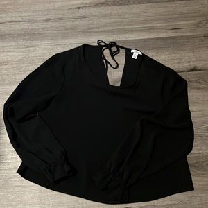 BAR III Women’s Black Long Sleeve Jewel Neck Top